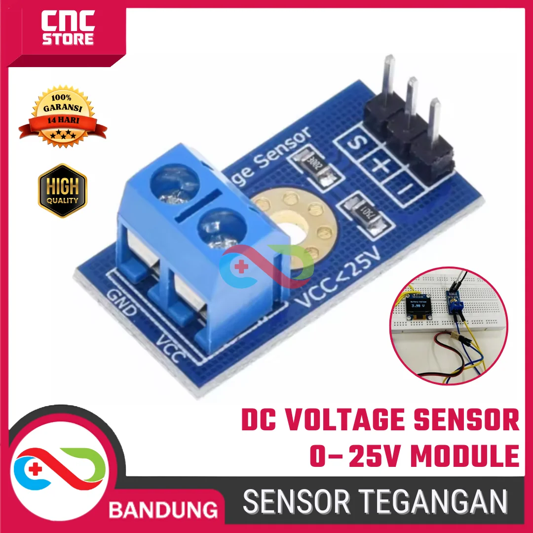 Sensor Tegangan DC 0–25V – Modul Voltage Sensor untuk Arduino, ESP32, ESP8266 & Proyek Elektronika