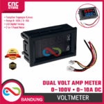 Dual Mini Voltmeter Ammeter 0-100V 0-10A DC – Volt Amp Meter LED 2in1 Panel Digital Merah Biru