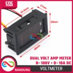 Dual Mini Voltmeter Ammeter 0-100V 0-10A DC – Volt Amp Meter LED 2in1 Panel Digital Merah Biru - Gambar 2