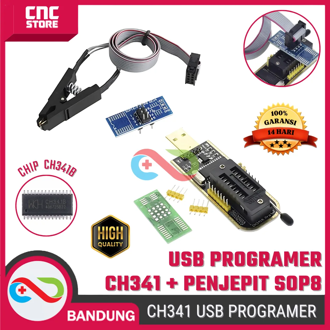 USB Programmer IC EEPROM CH341A CH341B Plus Penjepit SOP8 – Flash BIOS Downloader