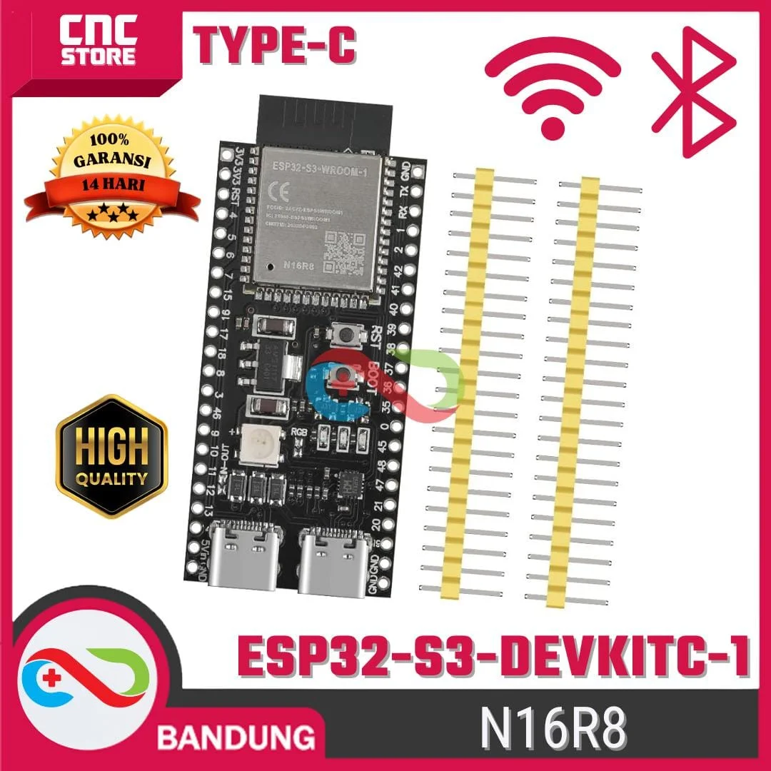 ESP32-S3 DevKitC-1 N16R8 Type-C dengan PSRAM 16MB – Board Pengembangan untuk IoT