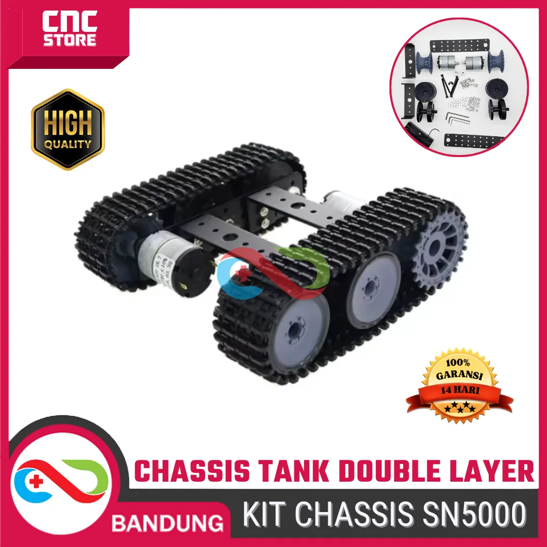 DIY Tank Chassis SN5000 – Sasis Robot Perayap 12V Bahan Aluminium Cocok untuk Arduino