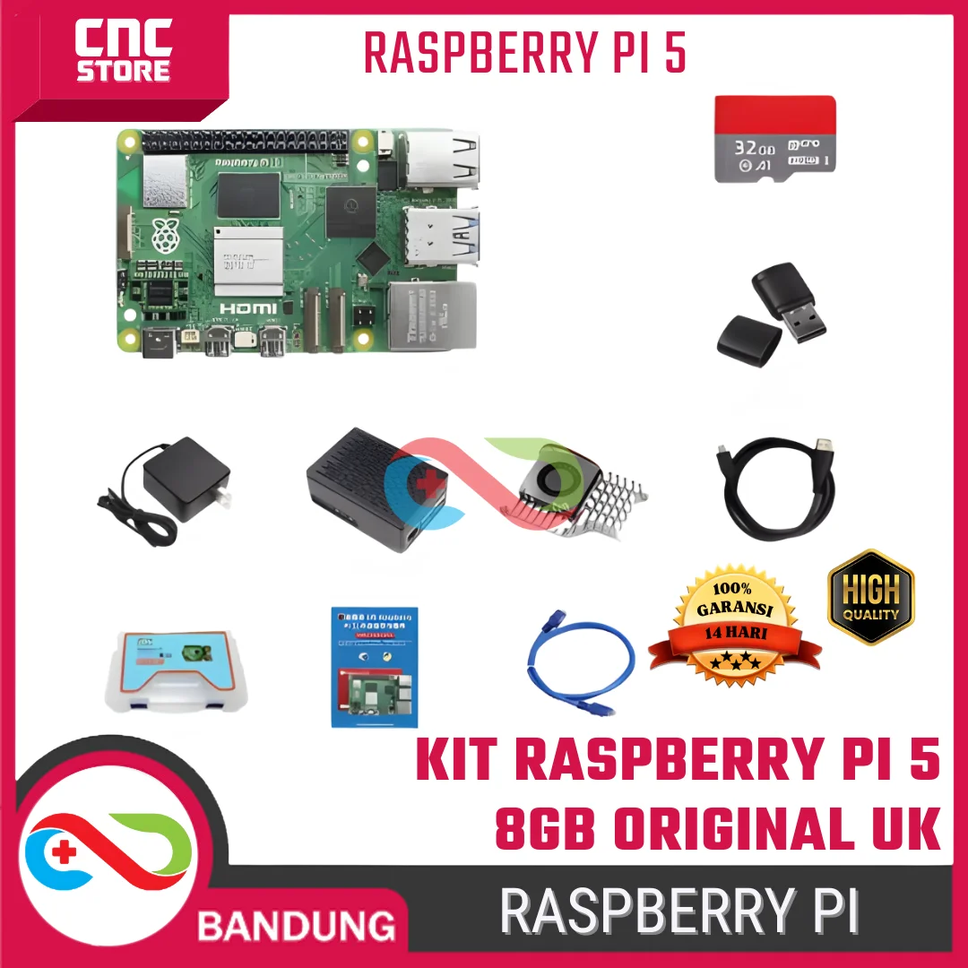 Raspberry Pi 5 8GB Original UK Paket Lengkap – Mini PC Development Board untuk IoT, Server, Robotik, dan Proyek Elektronik