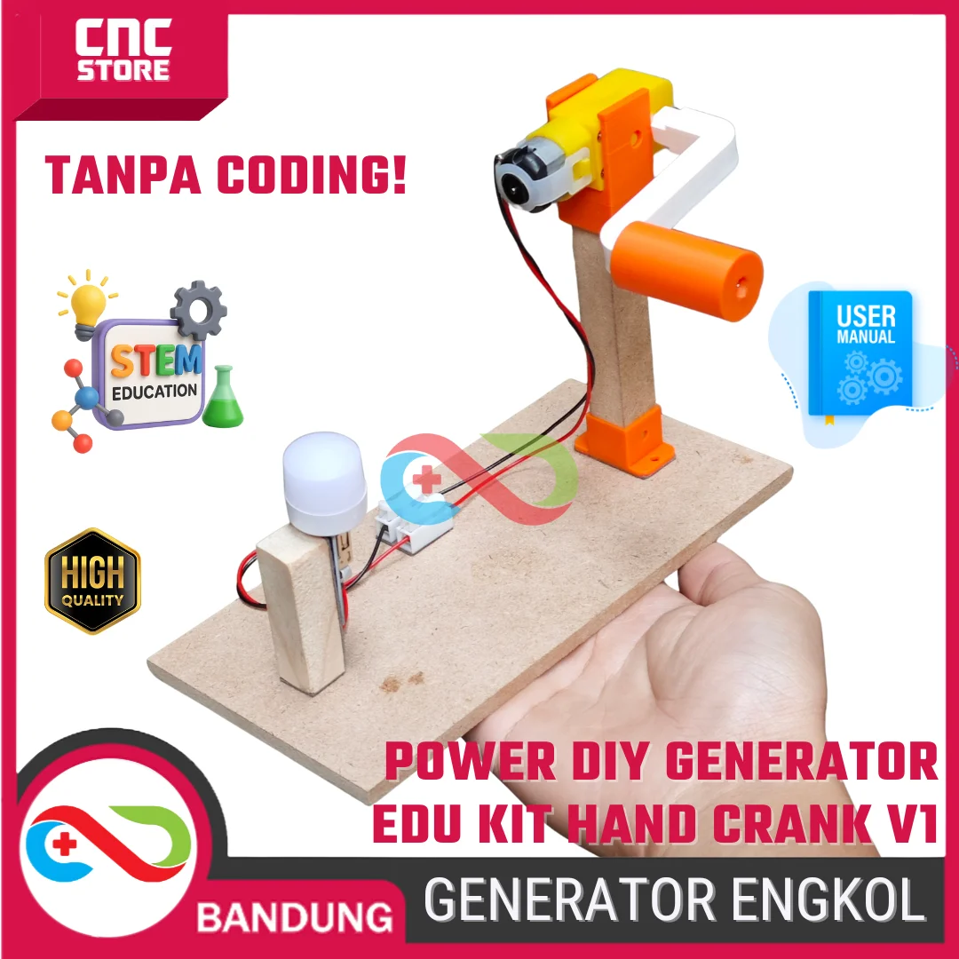 DIY Generator Engkol V1 – Edu Kit Power Hand Crank / Generator Tanpa Coding