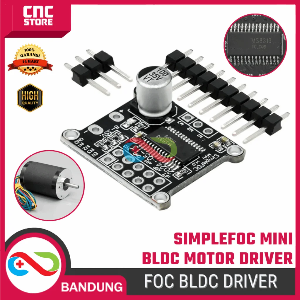 Motor Driver MS8313 SimpleFOCMini Brushless DC – Driver Motor BLDC FOC dengan Algoritma SVPWM untuk Robotik & IoT
