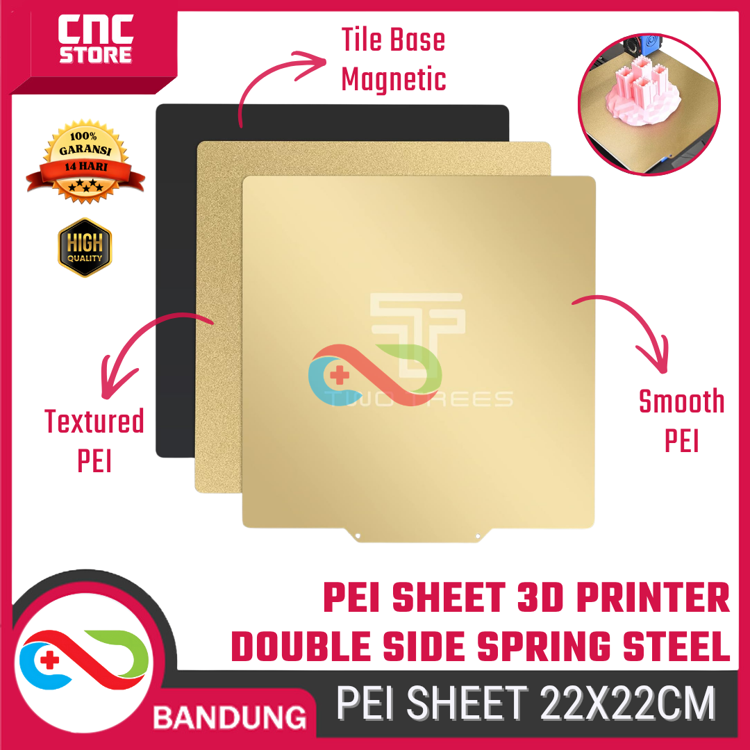 5757-psu-0287.png PEI Sheet 3D Printer 22x22cm Double Side Magnetic Spring Steel Twotrees Plat Print Build Plate - Gambar 1