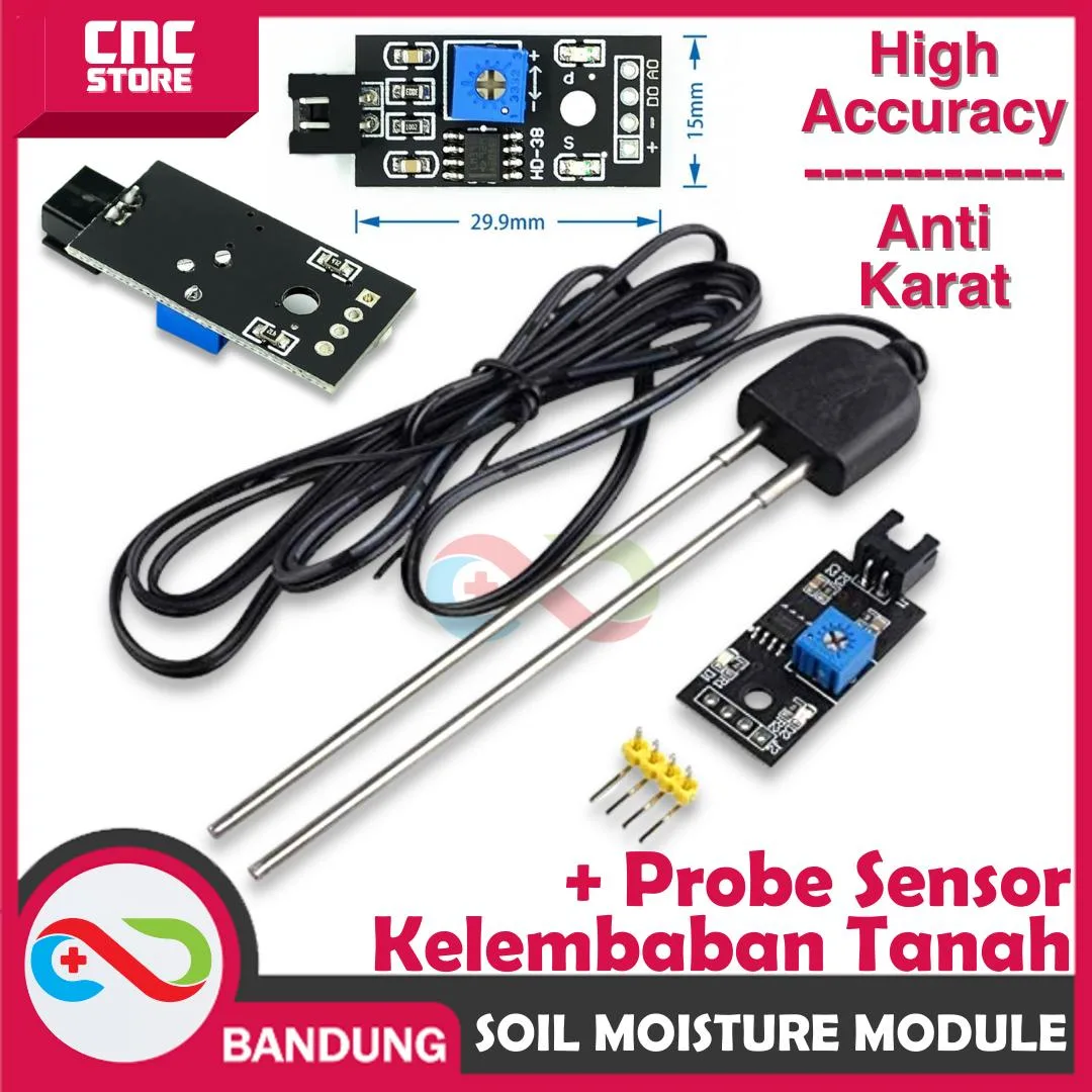 Modul Sensor Kelembaban Tanah Anti Karat | Soil Moisture Probe Corrosion Resistance untuk Arduino & Elektronika DIY