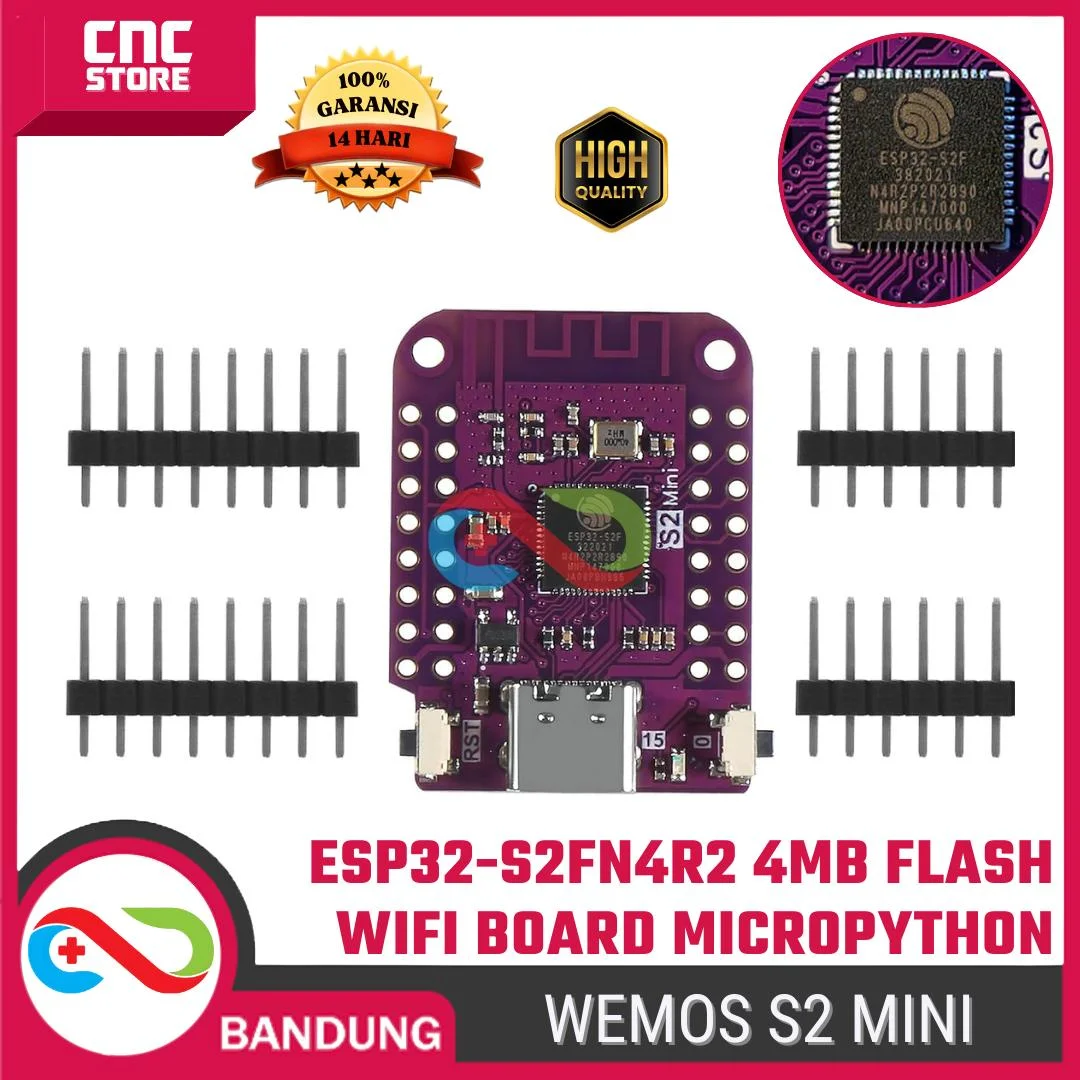 Wemos S2 Mini ESP32-S2FN4R2 4MB Flash WiFi Development Board – ESP32 S2 MicroPython Arduino IoT