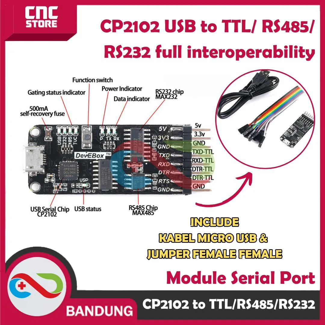 (Ten in one) Multi-Function Serial Port Module CP2102 USB to TTL/ RS485/ RS232 Full Interoperability
