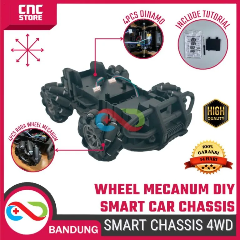 Smart Car Chassis Robot 4WD Wheel Mecanum DIY – Chassis Robot 4 Roda untuk Proyek DIY
