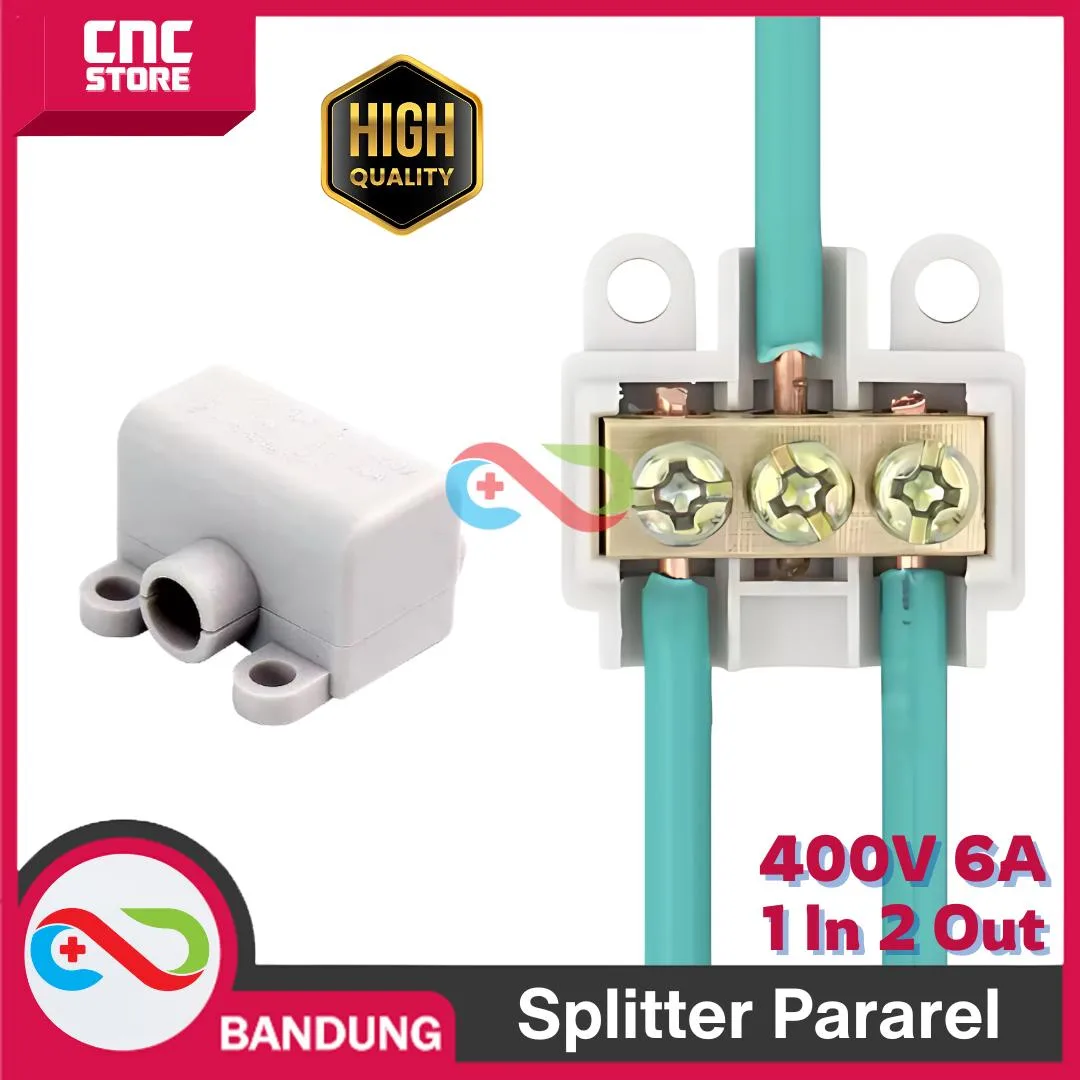 TERMINAL BLOCK BLOK KONEKTOR SPLITTER PARALEL KABEL HIGH POWER CONNECTOR 400V 60A 1 IN 2 OUT