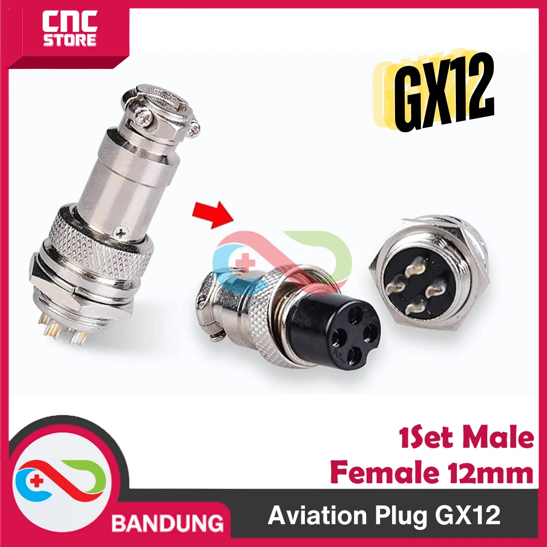 Aviation Plug Connector Cb Gx12 12Mm Set Male Female – 4 Pin-4P – Kabel & konektor penghubung