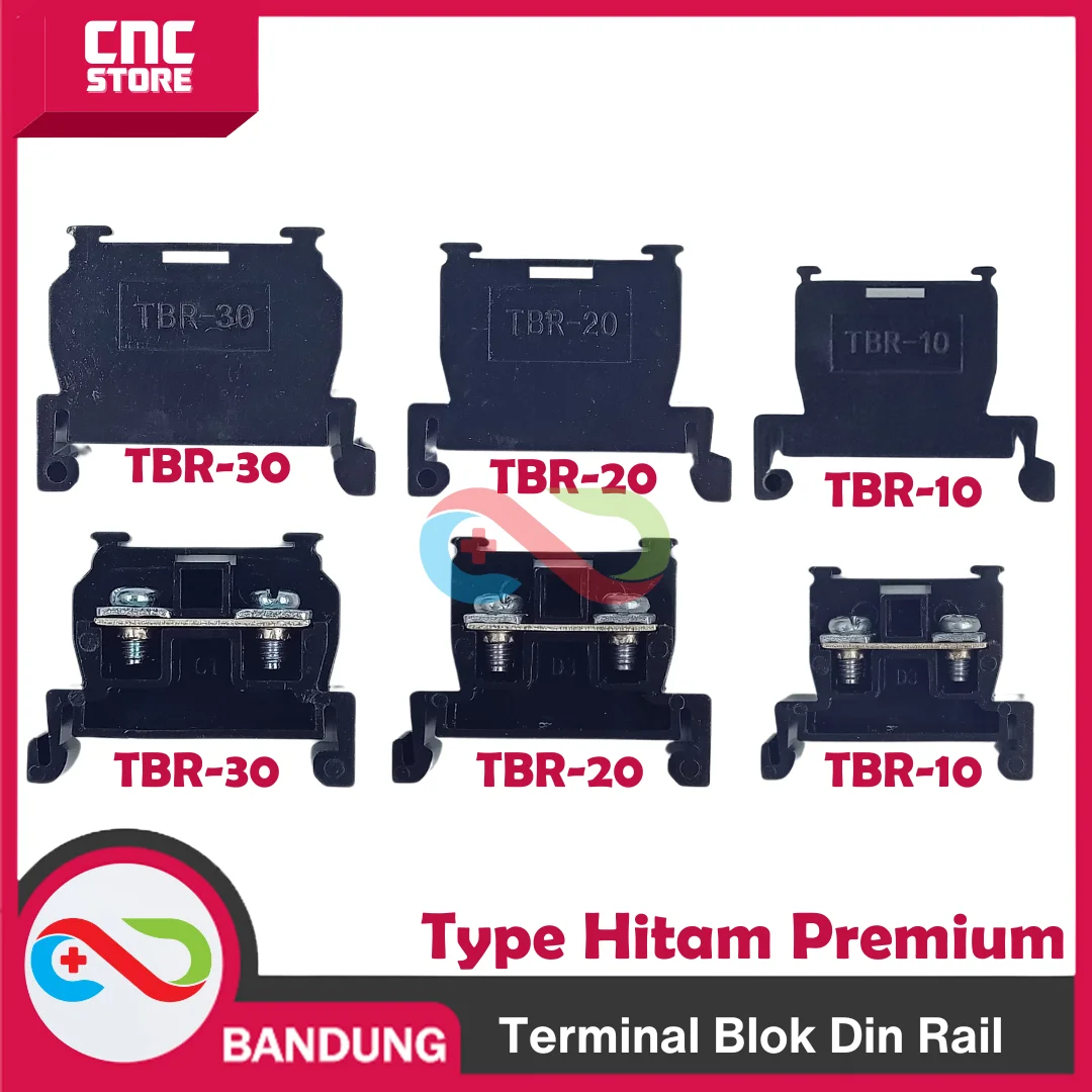 Terminal Blok Din Rail Type Hitam Premium (TBR-10, TBR-20, dan TBR-30)