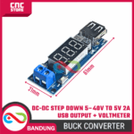 DC-DC Step Down 5-40V ke 5V 2A USB Output + Voltmeter – Buck Converter Charger USB dengan Display Tegangan - Gambar 2