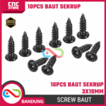 10PCS Baut Sekrup 3x10mm – Screw Baut Hitam 3MM x 10MM