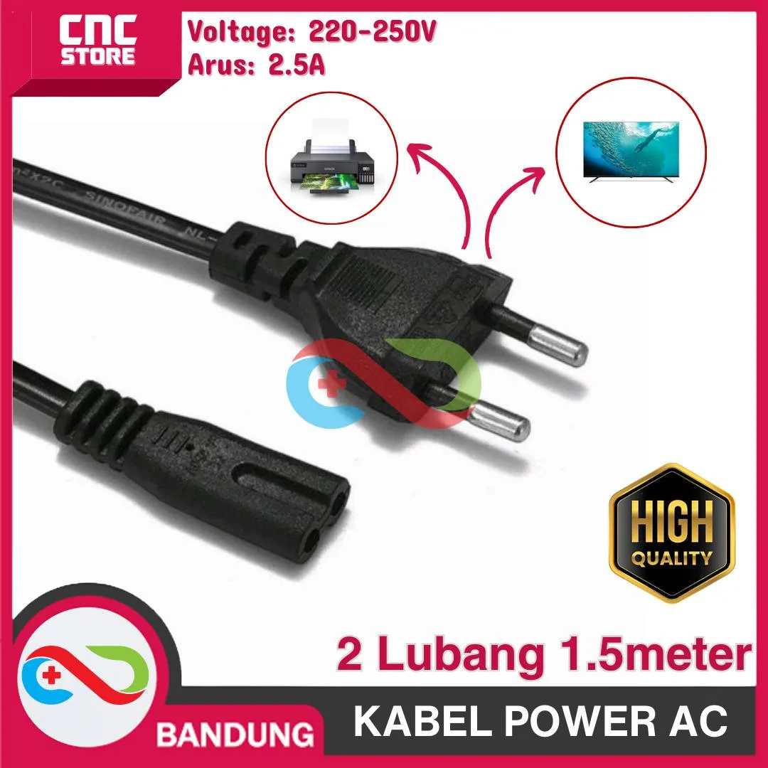 KABEL POWER AC ANGKA 8 DUA LUBANG 1.5METER