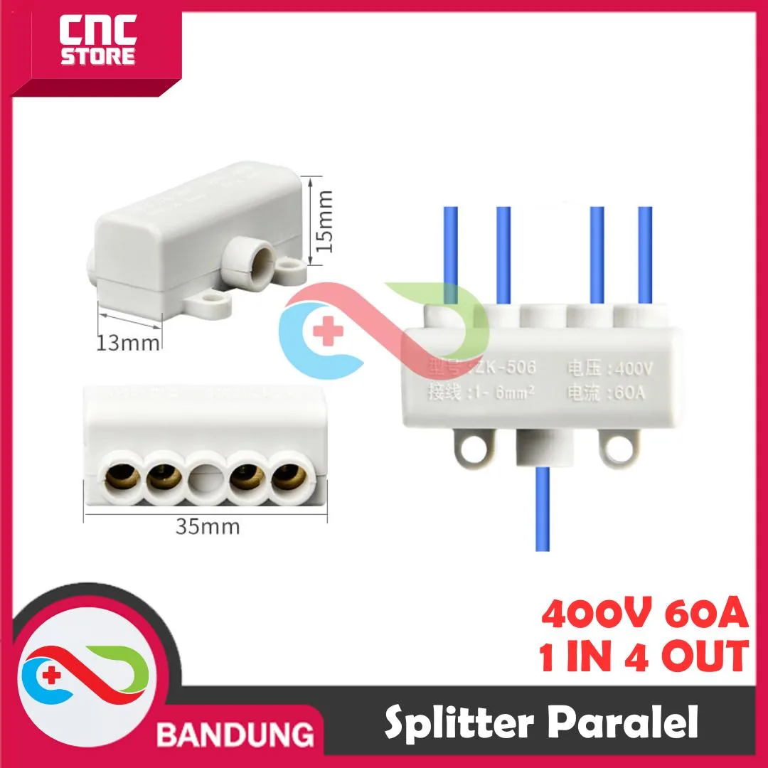 TERMINAL BLOCK BLOK KONEKTOR SPLITTER PARALEL KABEL HIGH POWER CONNECTOR 400V 60A 1 IN 4 OUT