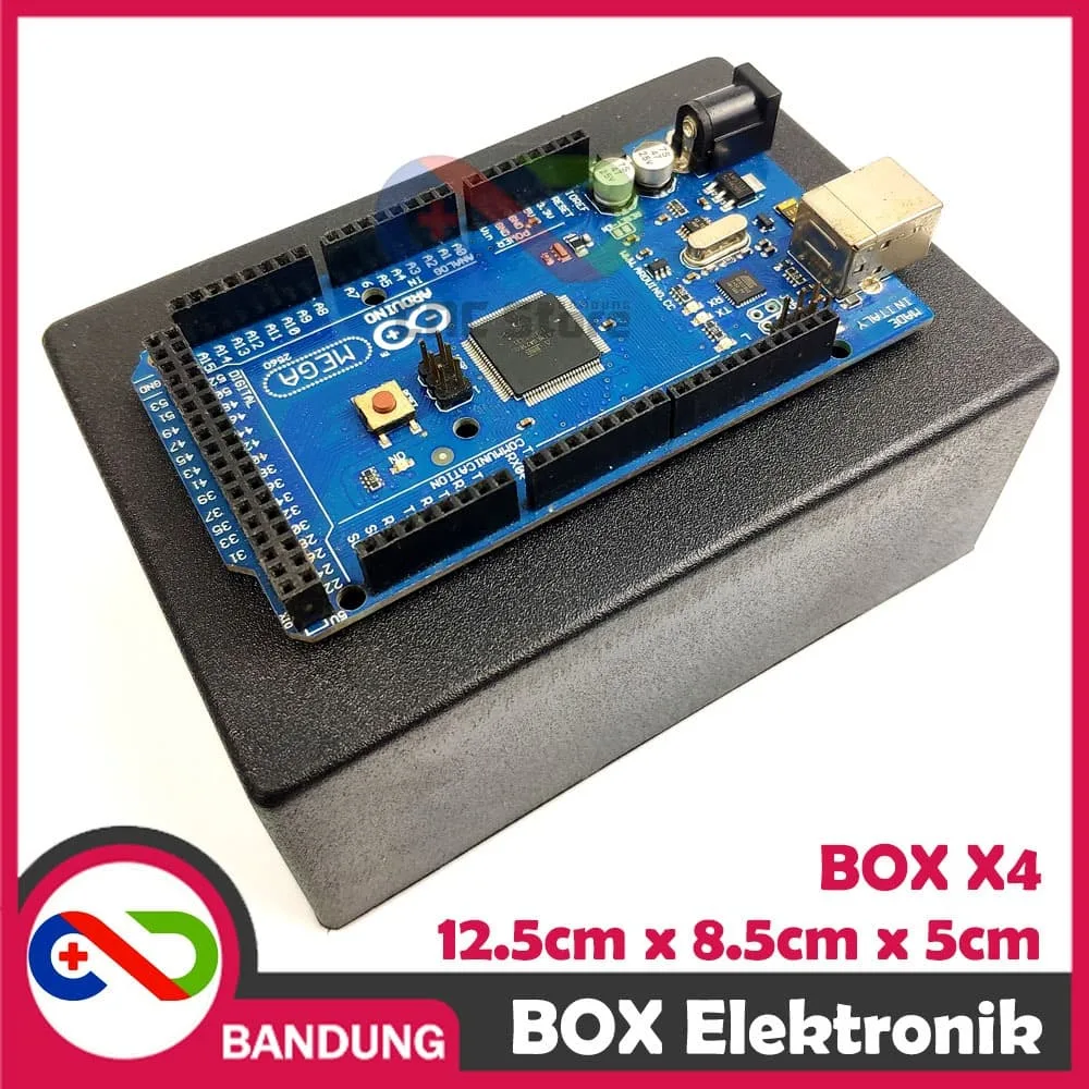 BOX ELEKTRONIK X4 KOTAK RANGKAIAN ARDUINO 12.5×8.5×5 CASING BLACK X-4