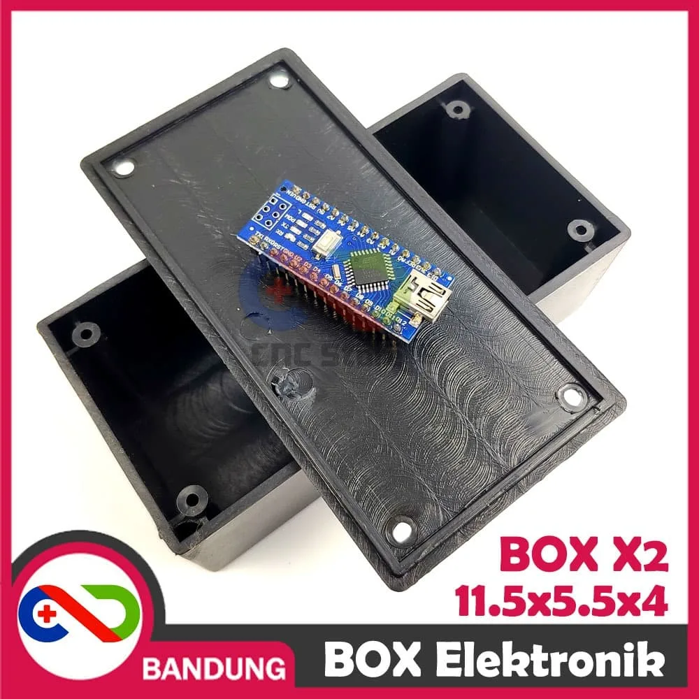 BOX ELEKTRONIK X2 KOTAK RANGKAIAN ARDUINO 11.5×5.5×4 CASING BLACK BOX