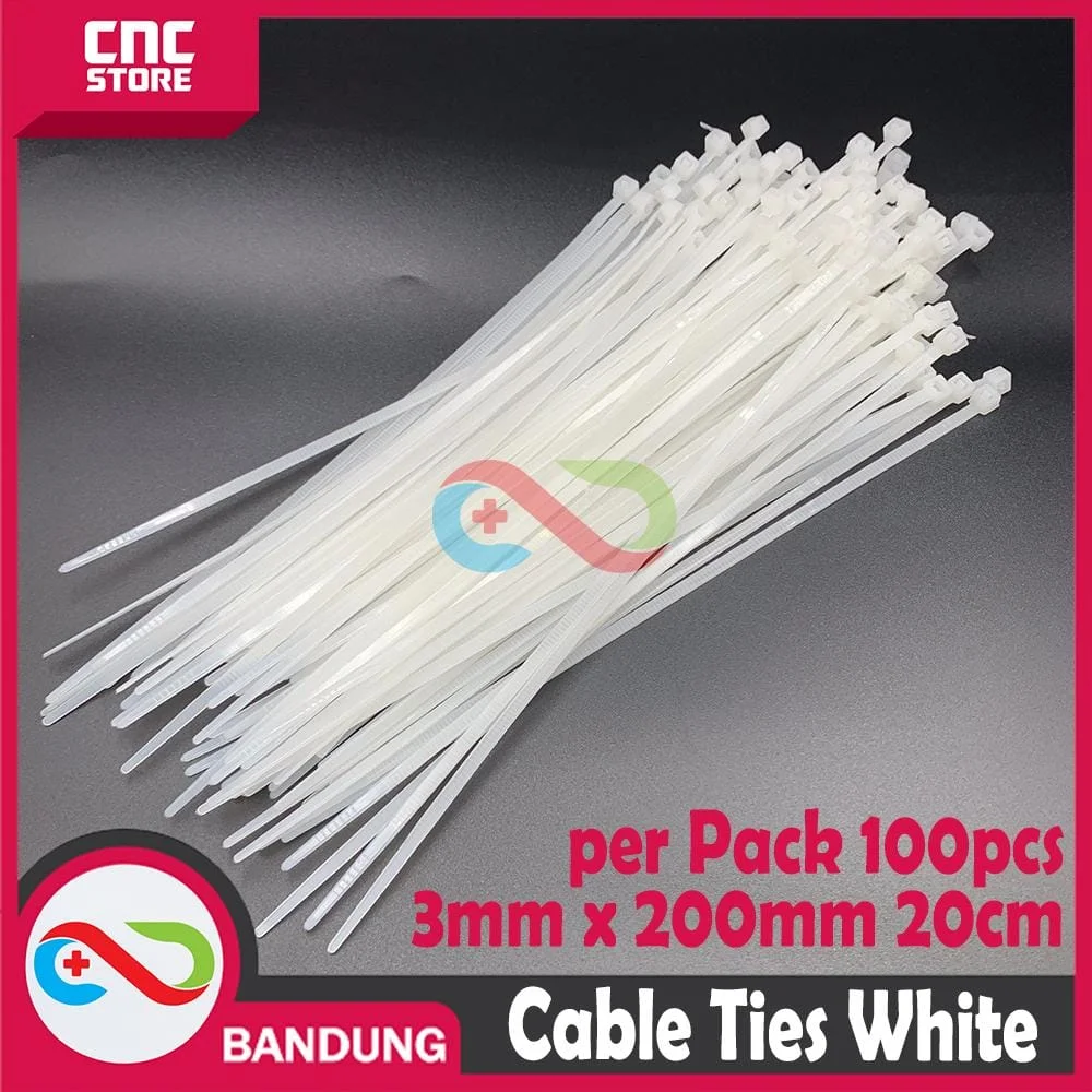 CABLE KABEL TIES TIS 3x200MM 20CM – PUTIH PACK 100PCS