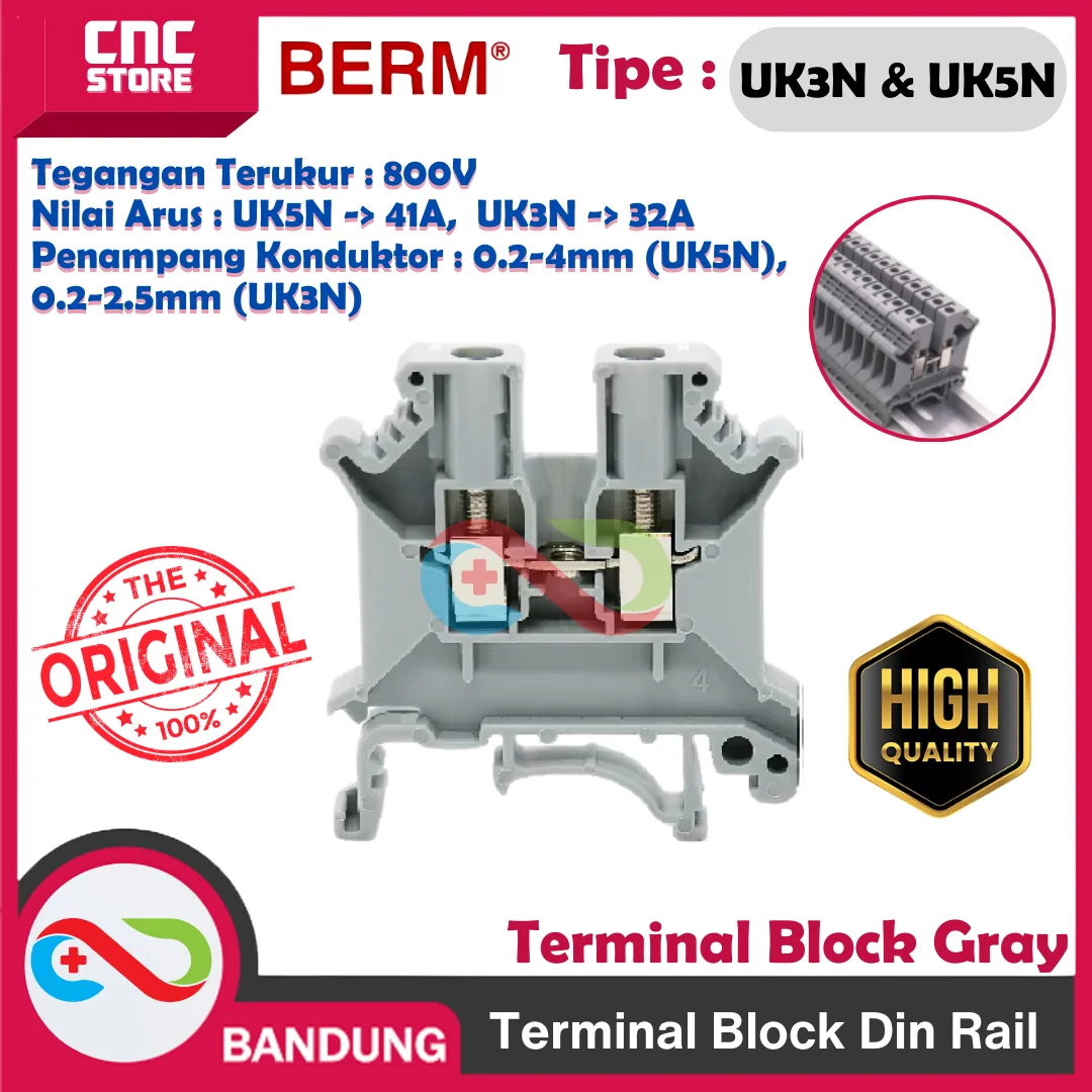 TERMINAL BLOCK DIN RAIL UK5N UK3N TERMINAL BLOCK GRAY