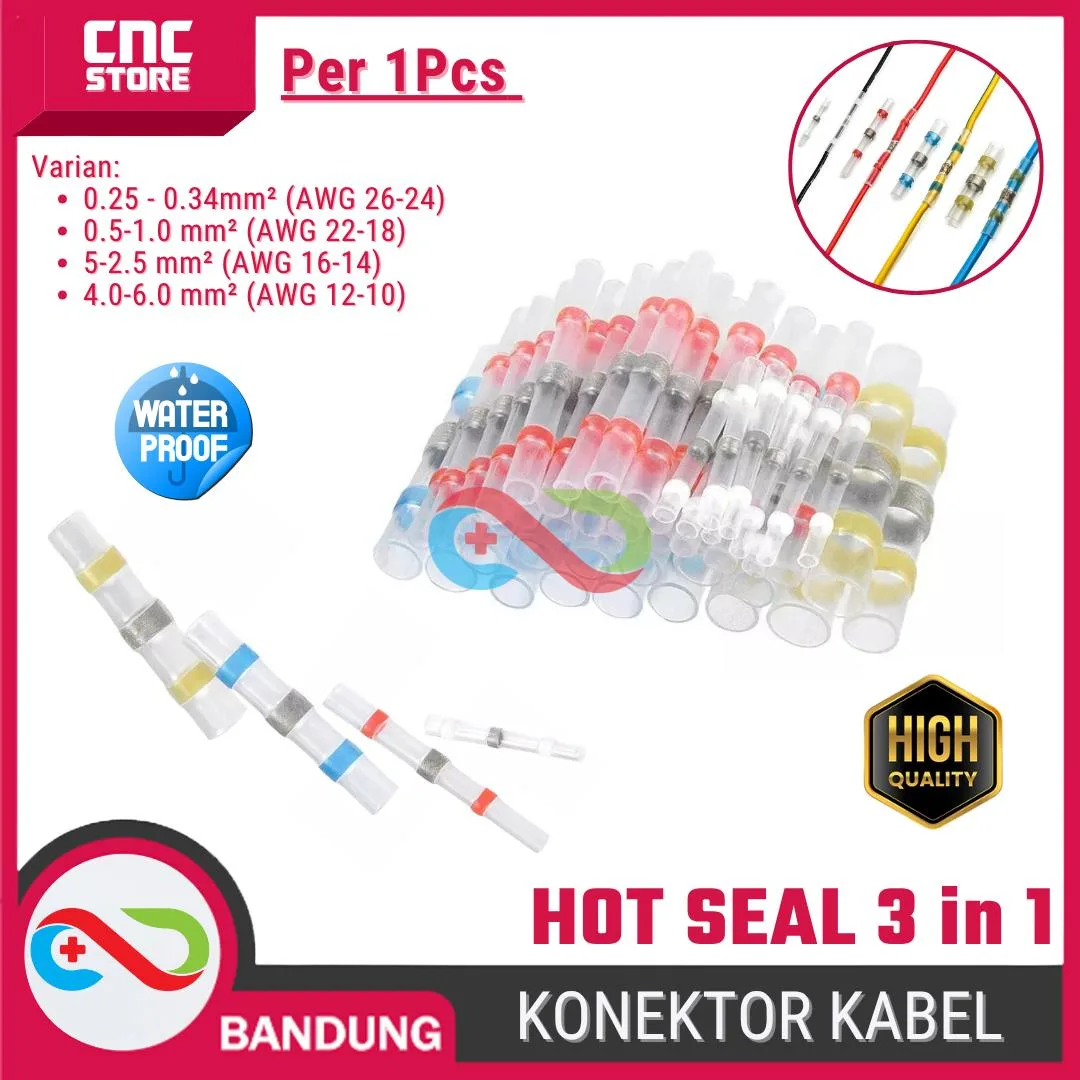 3in1 HOT SEAL WIRE CONNECTOR SAMBUNGAN KABEL WATERPROOF SOLDER HEAT – MERAH