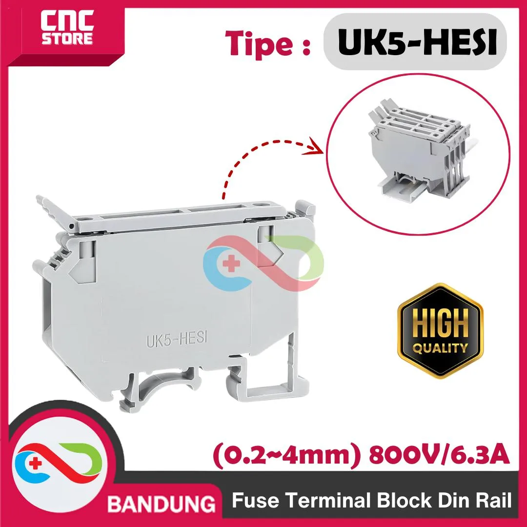 FUSE TERMINAL BLOK DIN RAIL - UK5-HESI Fuse Terminal Block Din Rail (0.2~4mm) 800V/6.3A.