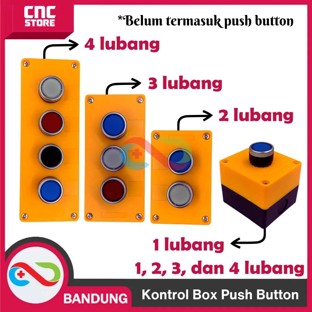 Kontrol Box Push Button Control Box Kotak Tombol Emergency tombol KONTROL 22mm 1, 2, 3, dan 4 Lubang