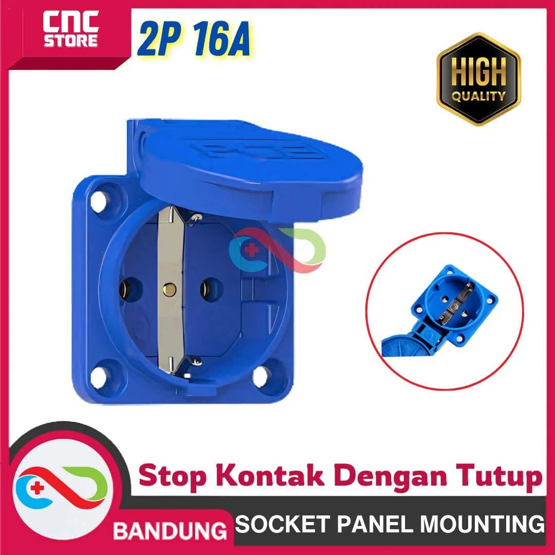 SOCKET PANEL MOUNTING 2P 16A IP45 E 312 EWIG STEKER STOP KONTAK DENGAN TUTUP