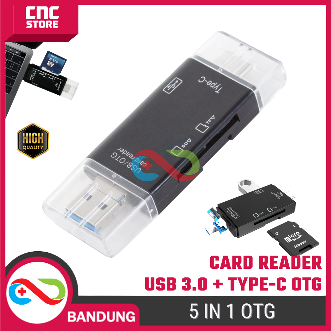 1780974425708-esp-0119.png Card Reader OTG 5 in 1 USB 3.0 Type-C Micro USB – TF Card Reader SD Card Adapter OTG Android Laptop - Gambar 1