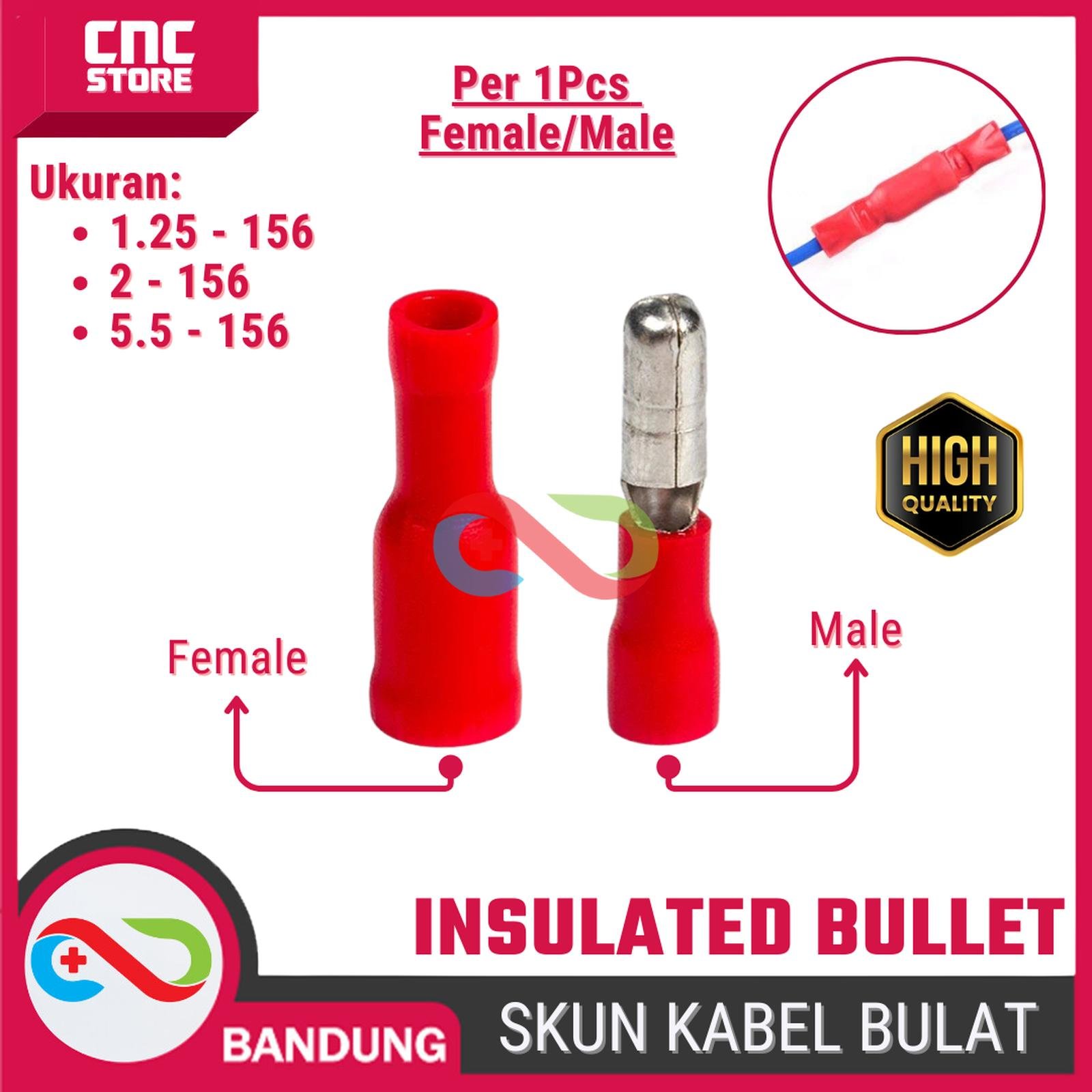 SKUN KABEL INSULATED FEMALE BULLET FRD 5.5-156 KUNING.