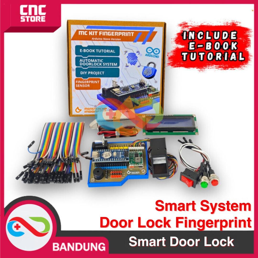KIT FINGERPRINT ARDUINO SMART SECURITY SYSTEM DOORLOCK DIY PROJECT PLUS E-BOOK UNTUK PEMBELAJARAN