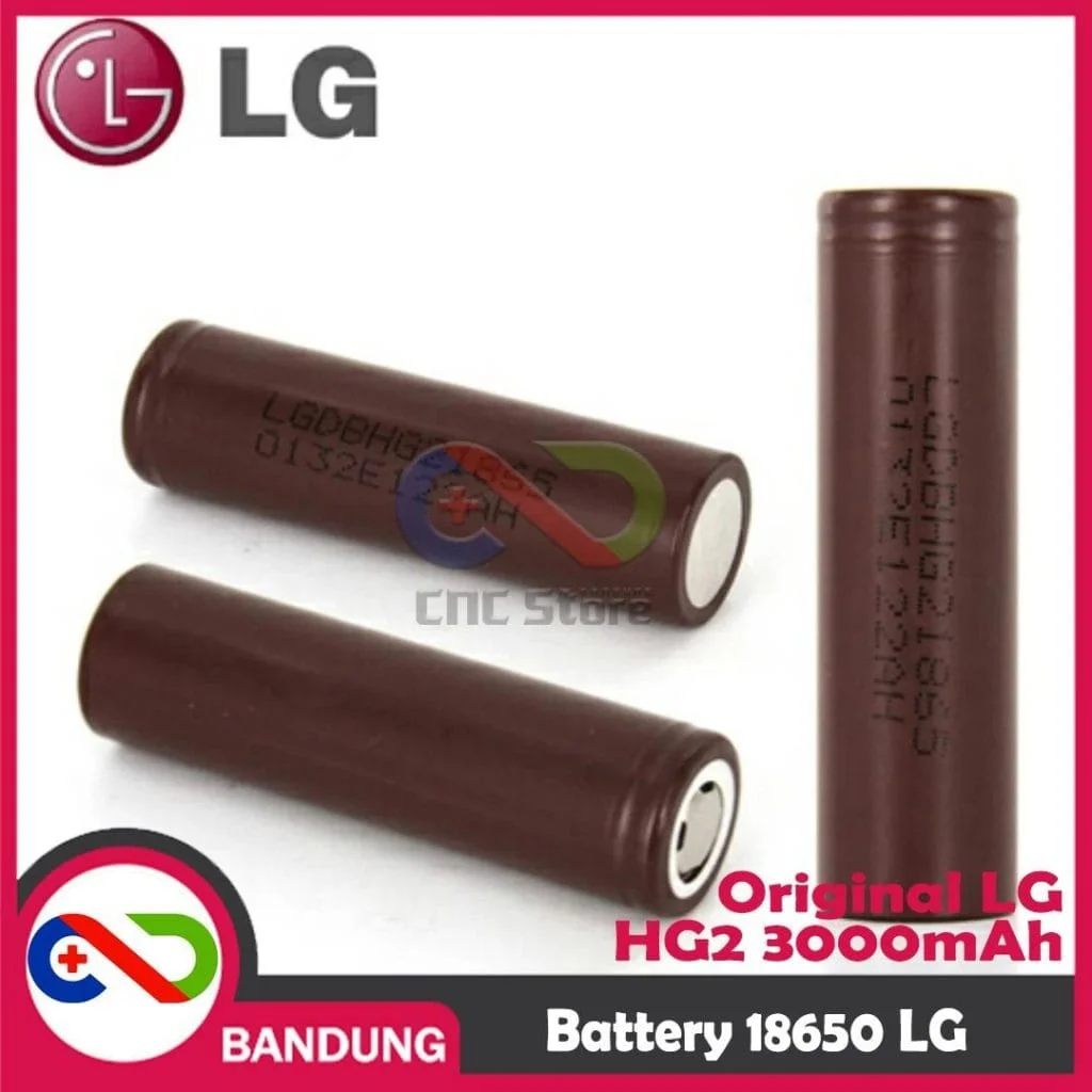 Baterai LG HG2 18650 LiMn Original 3000mAh & 2000mAh – Sel Daya Lithium untuk Proyek Elektronika dan Power Supply