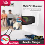TRAVEL CHARGER ADAPTOR UNIVERSAL FOR HP ESP32 ESP8266 2 DUAL PORT USB 2.4A - Gambar 2