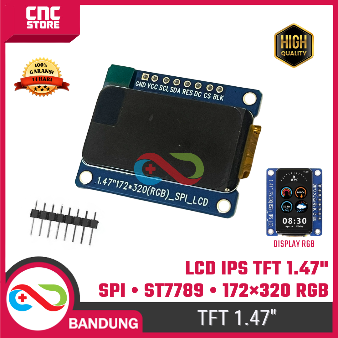 1783310451273-esp-0119.png LCD IPS TFT SPI 1.47 Inch 172x320 ST7789 Display Module untuk ESP32 ESP8266 Arduino Nano - Gambar 1