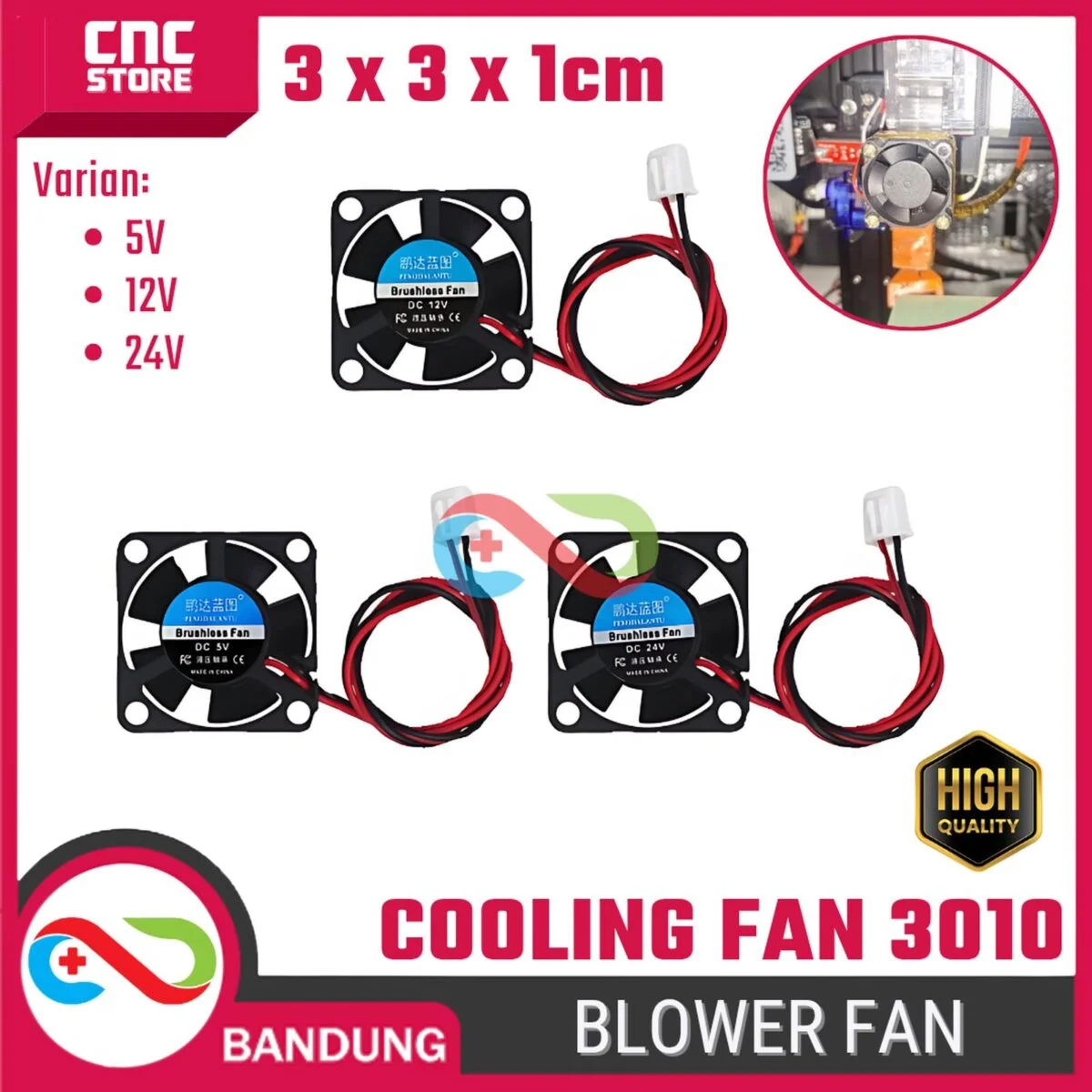 COOLING FAN Brushless FAN 3010 DC 5V 12V 24V FOR 3D PRINTER 30X30 MM KIPAS