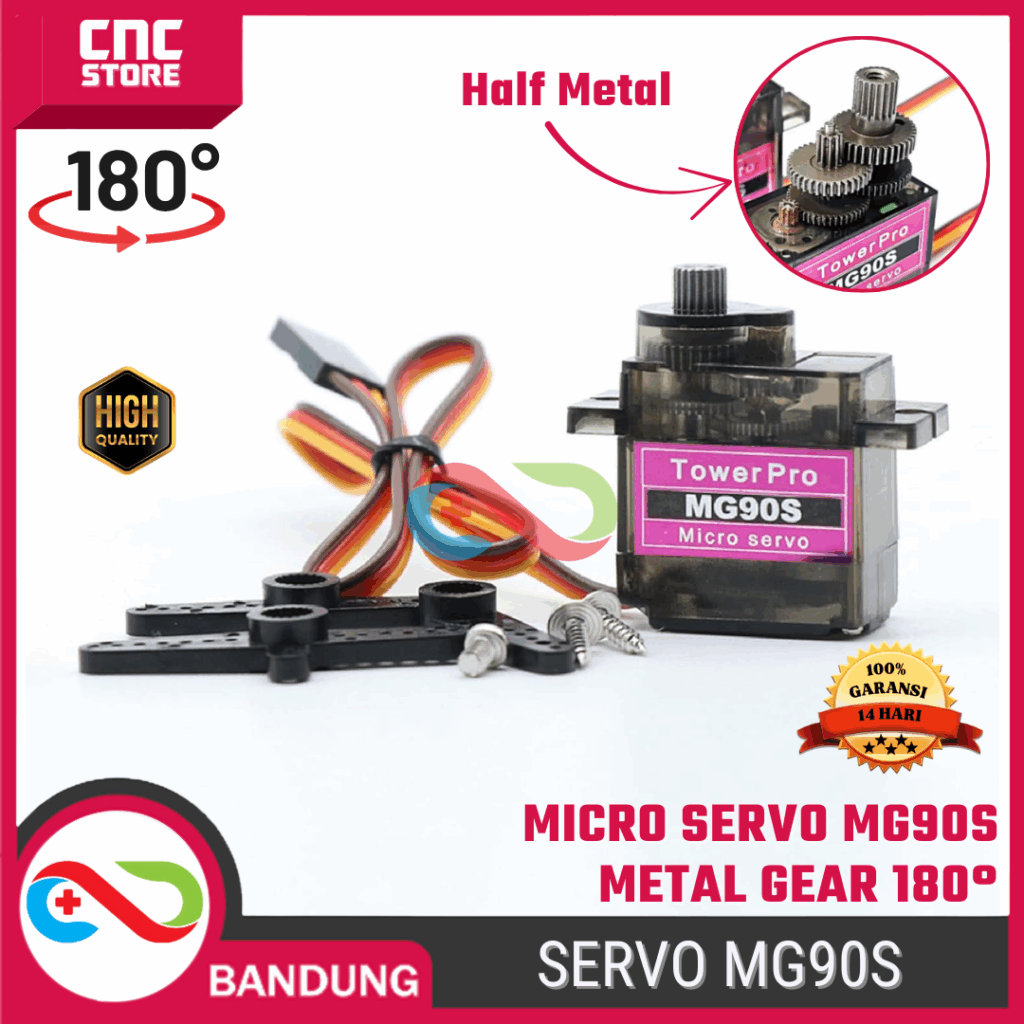 Micro Servo Tower Pro MG90S MG90 MG-9M0 G-90S Half Metal Gear 180 derajat – Servo Kecil untuk Proyek Elektronik