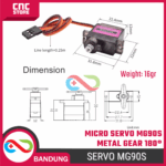 Micro Servo Tower Pro MG90S MG90 MG-9M0 G-90S Half Metal Gear 180 derajat – Servo Kecil untuk Proyek Elektronik - Gambar 2