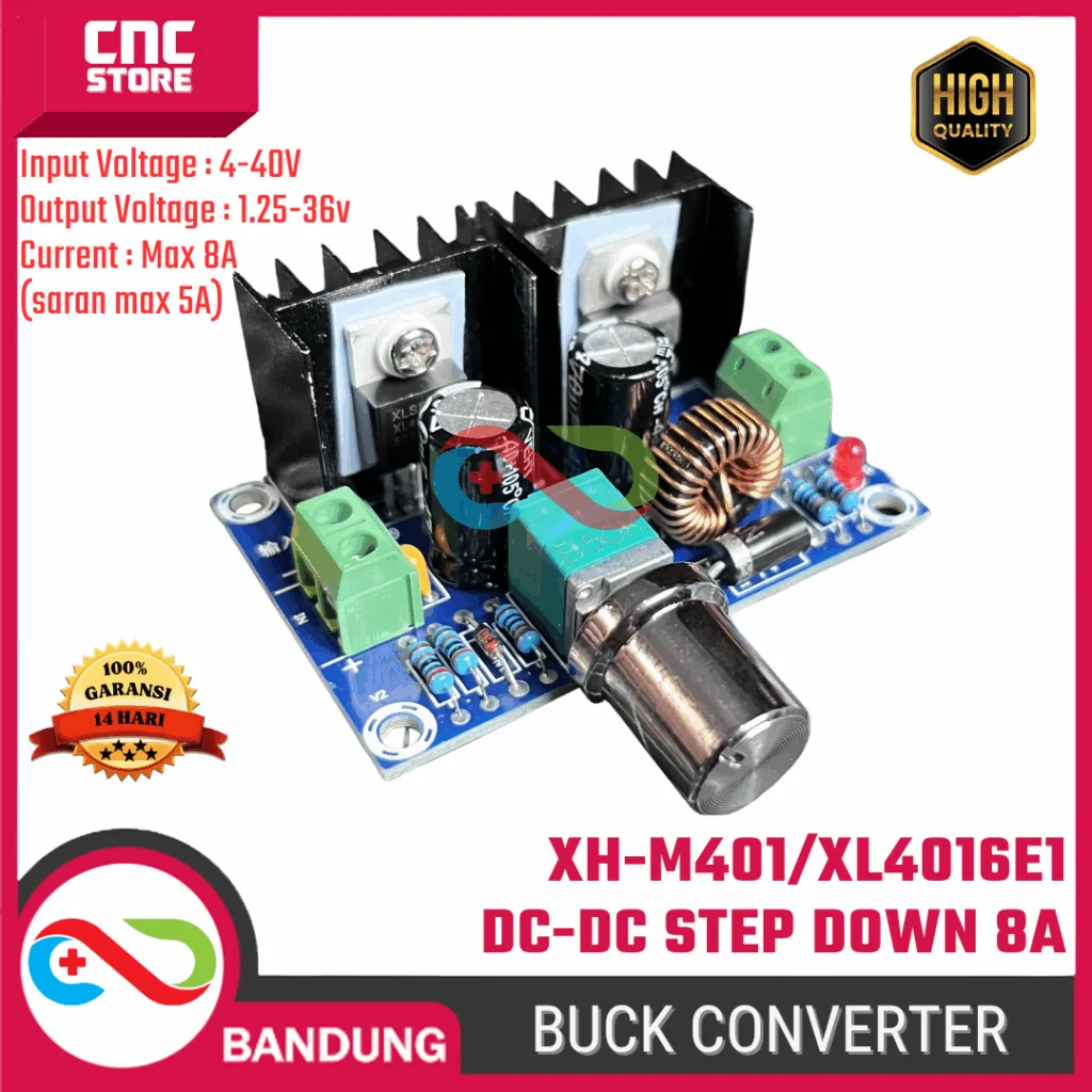 DC-DC Step Down Module XH-M401 / XL4016E1 4-40V to 1.25-36V DC– High Power Voltage Converter 8A Buck Converter