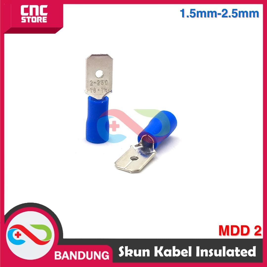 SKUN KABEL INSULATED MALE DISCONNECTS MDD 2 Kabel 1.5mm-2.5mm – BIRU pasangan dengan FDD 2