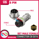 Aviation Plug Connector CB GX16 16mm Set Male Female – 6 Pin untuk Koneksi Elektronik