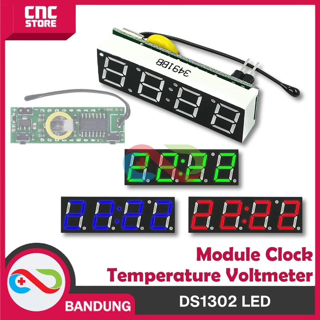 DS1302 LED electronic clock high precision clock module car clock temperature voltage RED
