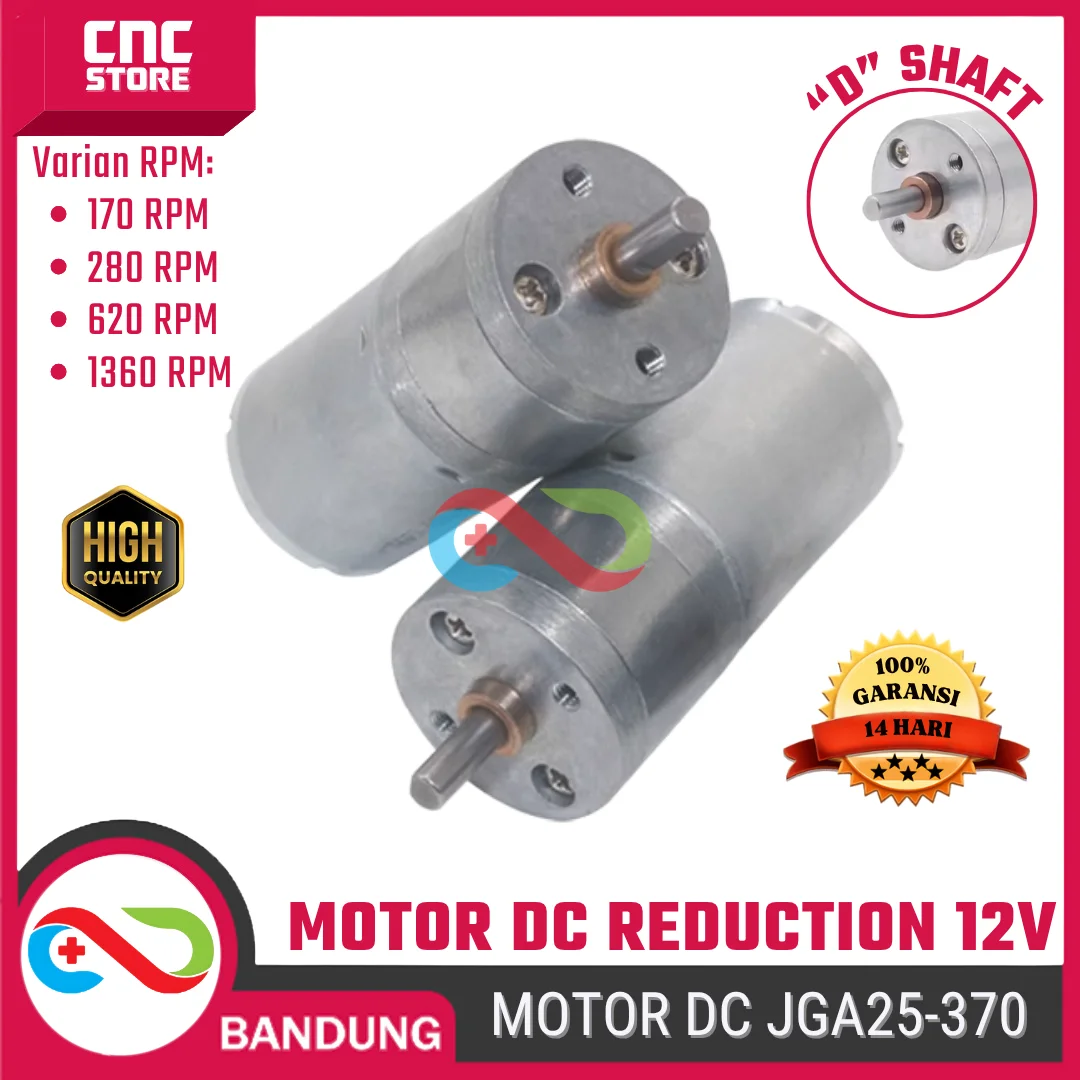 Motor DC Gearbox JGA25-370 12V – Dinamo Gear Reduction Torsi Besar untuk Robot & DIY