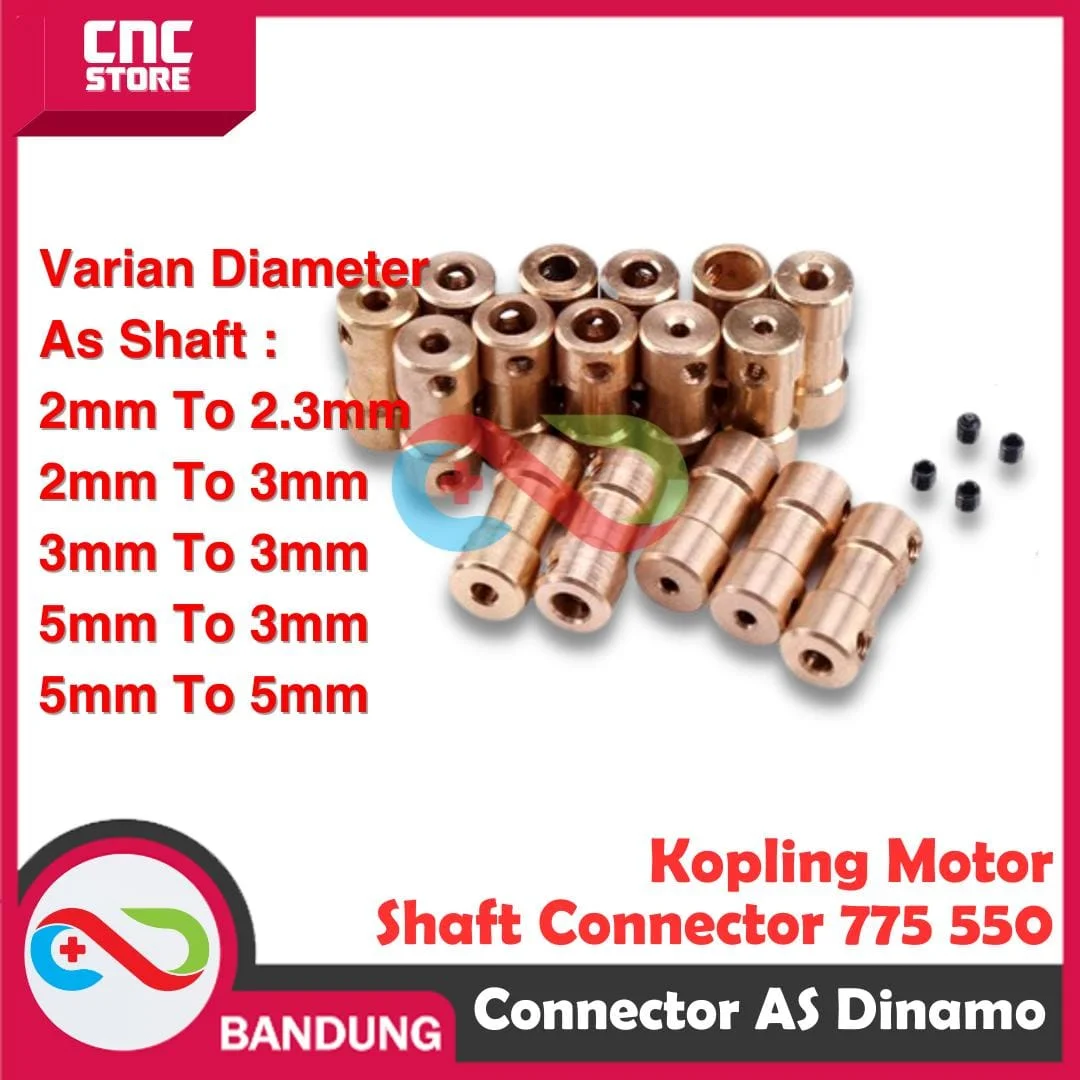 Penghubung Konektor As Dinamo Kuningan Kopling Motor Shaft Connector 775 550 130 – 2 ke 3 2mm – 3mm
