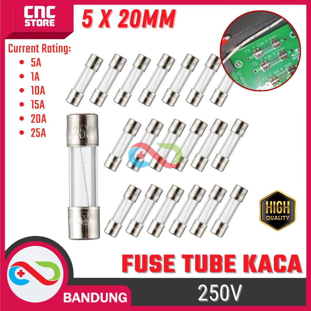 FUSE SEKRING KACA 5x20MM 250V GLASS FUSE TUBE