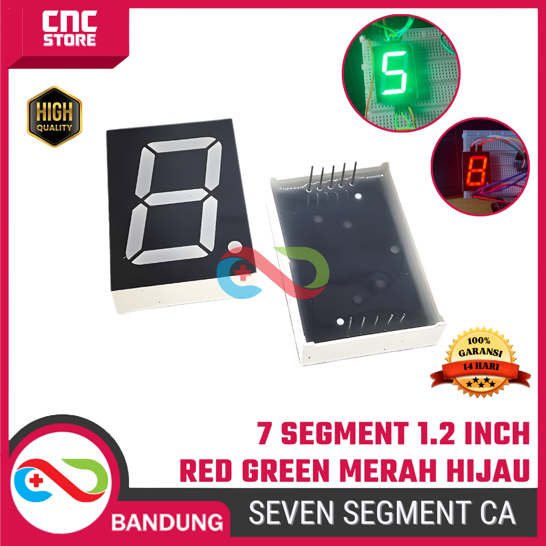 7 Segment 1.2 Inch Red Green Merah Hijau – Common Anode Display Angka LED