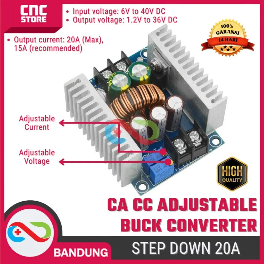 DC-DC Buck Step Down Adjustable Converter Power Supply 20A 300W Module – Modul Pengatur Tegangan