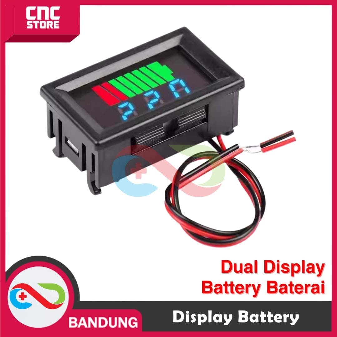 Dual Display Battery Baterai Capacity Level Indicator Meter Tester 12/24/48/60V