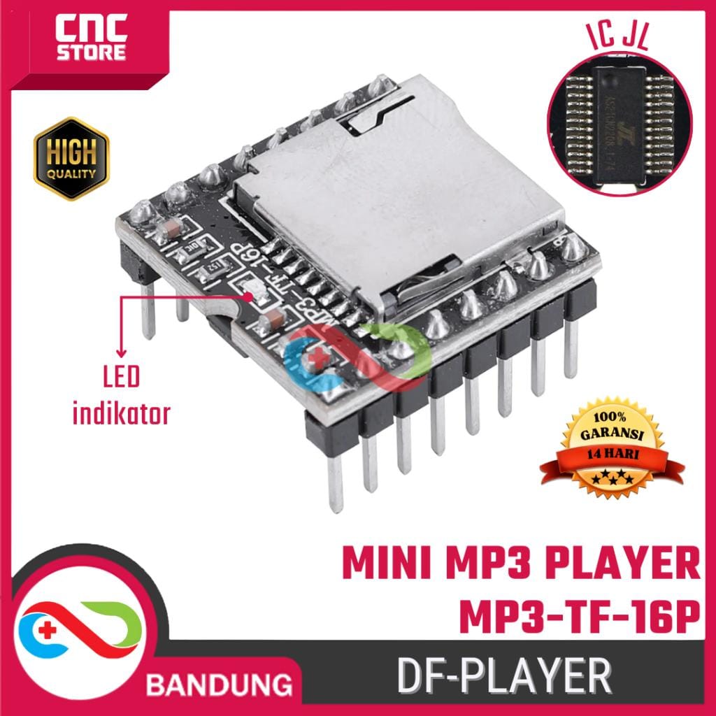 DFPlayer Mini MP3 Player Module MP3-TF-16P – Modul Pemutar MP3 untuk Arduino dan Proyek Elektronik