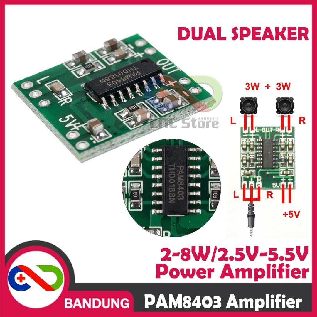 MODULE MINI POWER AMPLIFIER PAM8403 MINI 2-8W SPEAKER 2.5V-5.5V KELAS D CLASS
